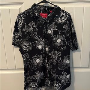 Deer Black and White Floral Men's Casual Shirt